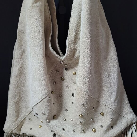 Express Leather Fringed Studded Shoulder Bag - Picture 4 of 12